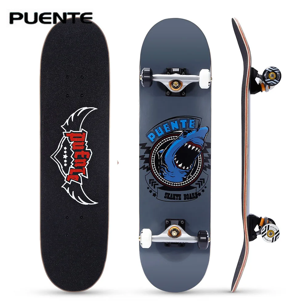 

PUENTE ABEC-9 Professional Skateboard for Adult Double Snubby Maple Skateboard 95A High Resilient Anti-Shock Scooter Skate Board
