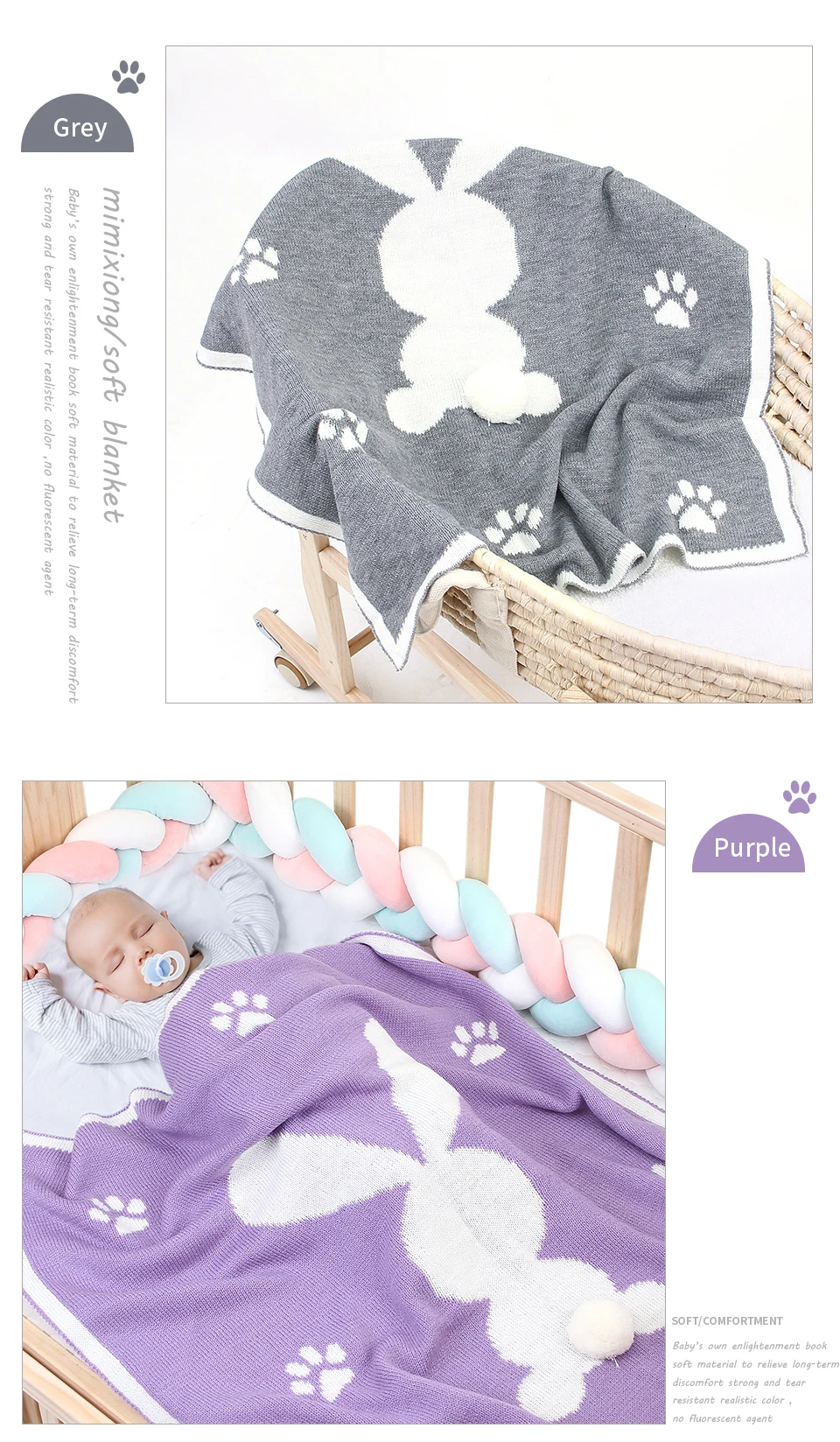 Детское одеяло с милым 3D Кроликом, вязаное одеяло для новорожденных, детское одеяло для пеленания, весенне-Летнее Детское белье для коляски, льняное одеяло