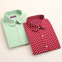 Новая марка с длинным рукавом Женские рубашки Полька Dot Blusas Femininas Хлопок Цветочный печати Женщины Блузы Повседневный Camisetas Y Топы 2016 года