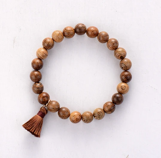 

Mens Bracelet 8MM Wood Beads with Tassel Stretch Bracelet Vintage Beaded Wooden Mala Bracelet Meditation Jewelry Dropship