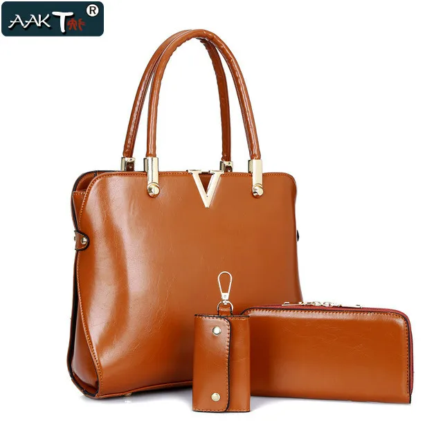 3 PCS/Set 2016 Latest Women Bag Genuine Leather Handbag Lady Luxury Designer Bags High Quality
