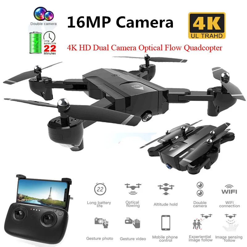 

Foldable Profissional 4K HD Drone with Dual Camera Selfie WiFi FPV Wide Angle Optical Flow RC Quadcopter Helicopter Toys