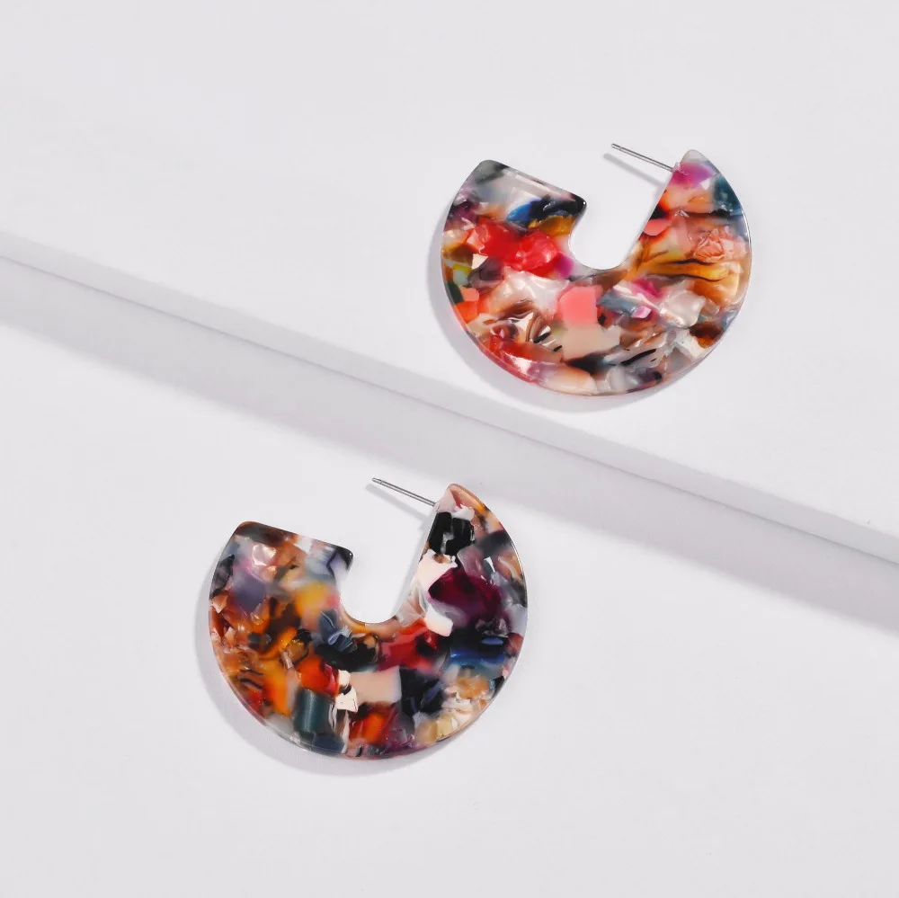 

Women's Tortoise Shell Acetate Faiza Resin Geometric Drop Earrings Disc Earring