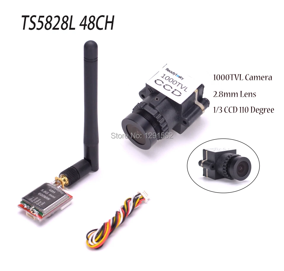 

TS5828L 48CH 600mw transmitter 1000TVL 1/3 CCD 110 Degree 2.8mm Lens FPV Camera NTSC PAL Switchable for FPV Mini Racing Quad