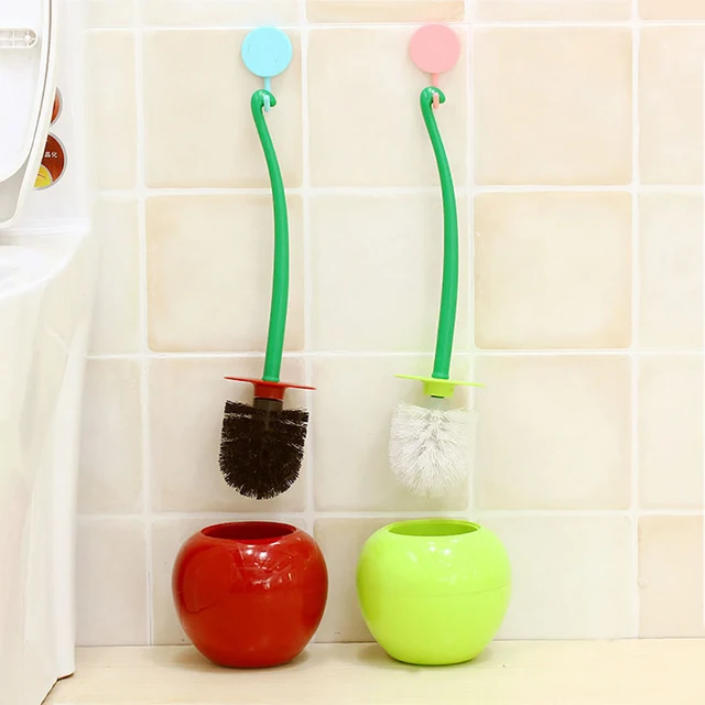 Creative Cherry Design Toilet Bowl Brush Holder Set Long Handle Creative Cherry Design Toilet Bowl Brush Holder Set Long Handle Cleaner Cleaning Bathroom