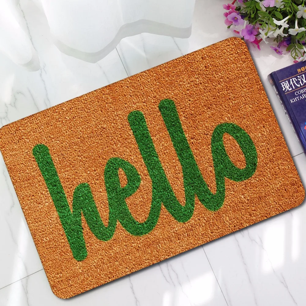 CAMMITEVER Hello Rubber Rug Floor Carpets For Living Room Modern Area Rug For Bedroom Soft