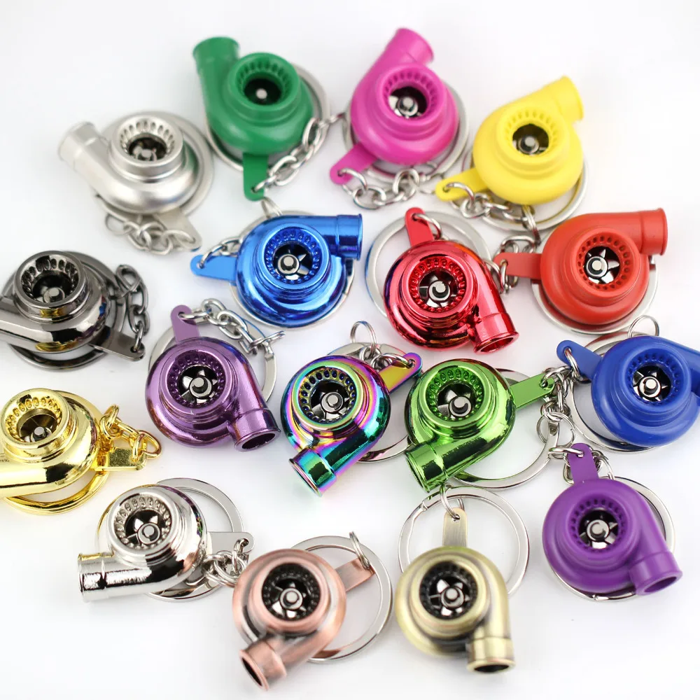 

Spinning Turbo Keychain Creative Fashion Fans Favorite Sleeve Bearing Turbine Turbocharger Keyring Key Chain Ring Keyfob