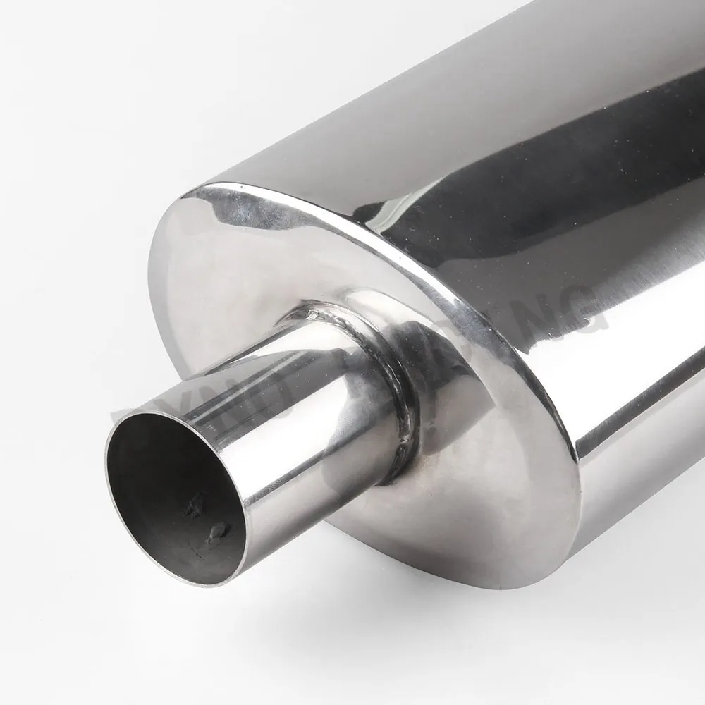 UNIVERSAL JDM 4/" ROUND STAINLESS TIP 2.5/" INLET TURBO MUFFLER EXHAUST BLACK G-1