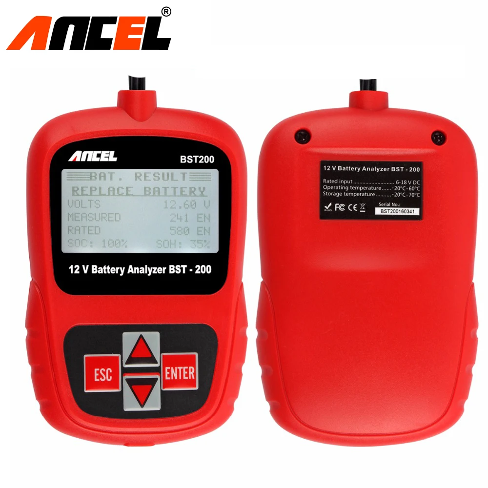

Original Ancel BST200 BST-200 BST100 Upgrade Version Car Battery Tester 12V Automotive Auto with Portable Design