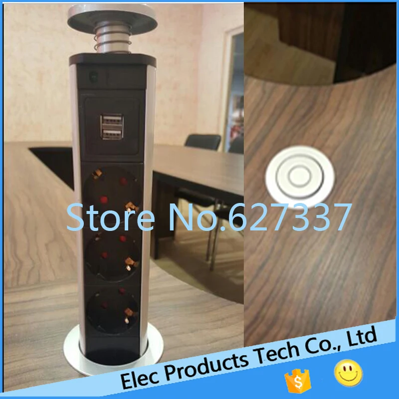 3 European power Plug Outlet Pop Up Power Point Socket Pull Home