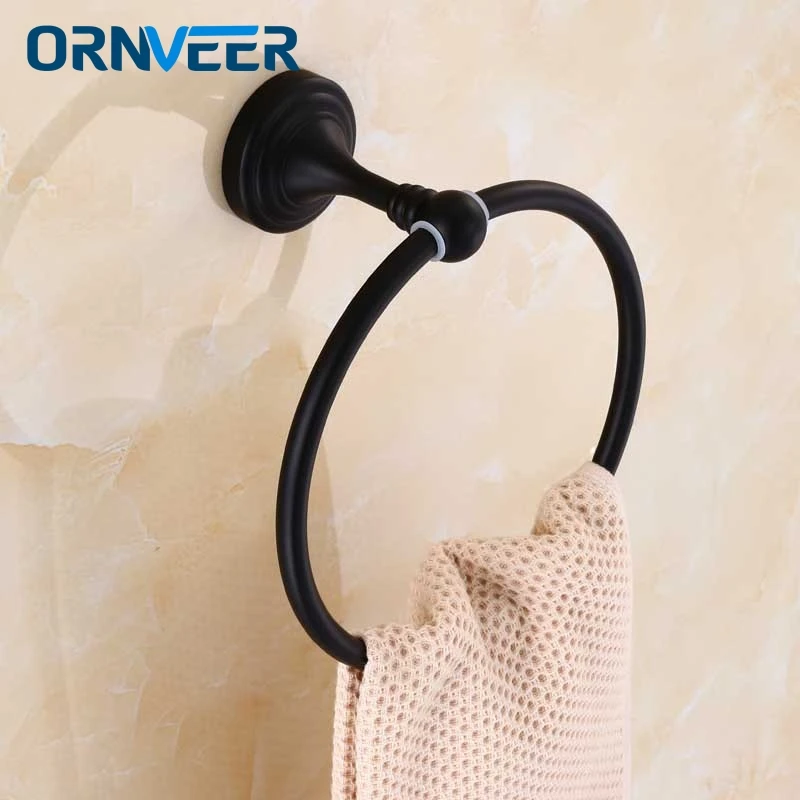 Solid Stainless Steel Black Finished Bathroom Towel Ring Bathroom