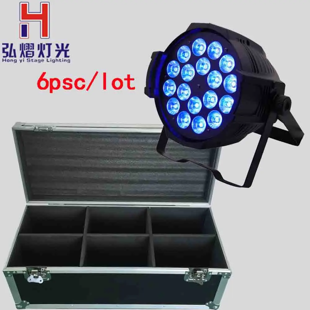 

Flight case 6XLot 18*12W RGBW 4IN1 LEDs Par Light DMX512 Flat dj lighting