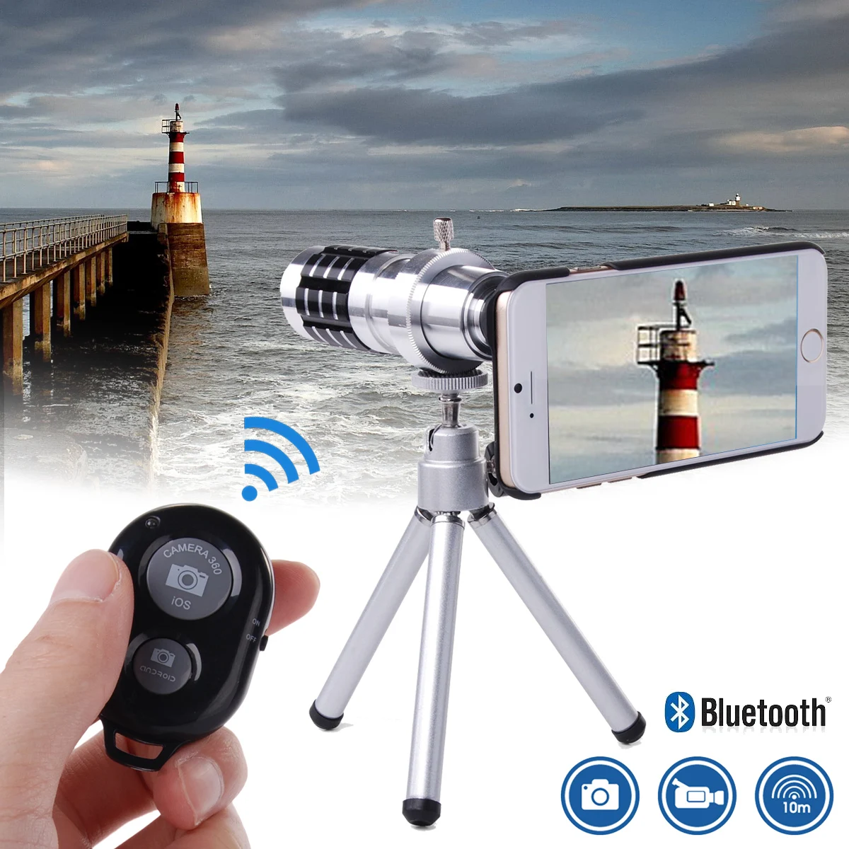 12x Fix Zoom Phone Camera Telephoto Telescope Lens+Hard