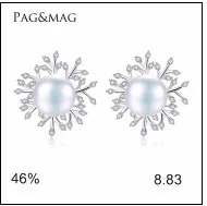 PAG& MAG, новинка, модные, настоящие, 7-8 мм., Пресноводный Жемчуг, серьги-Крючки для женщин, 925 пробы, серебряные ювелирные изделия, белый/розовый/фиолетовый жемчуг