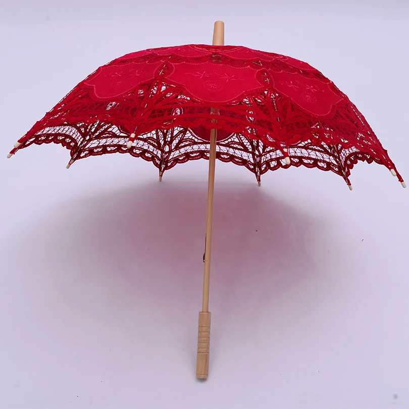 QUNYINGXIU изысканный элегантный кружевной Классический зонтик из хлопка для фотосъемки реквизит Азиатский стиль зонтик - Цвет: dark rose red