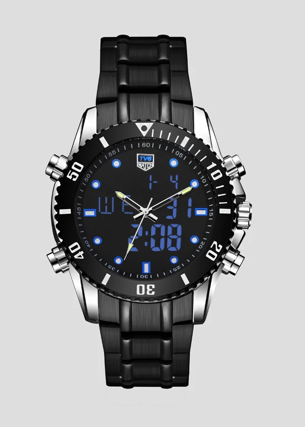 TVG Luxury Brand Mens New Fashion Stainless Steel Waterproof Digital LED Watch Business Watch Men Sport Watch Diving Watch - Цвет: Синий