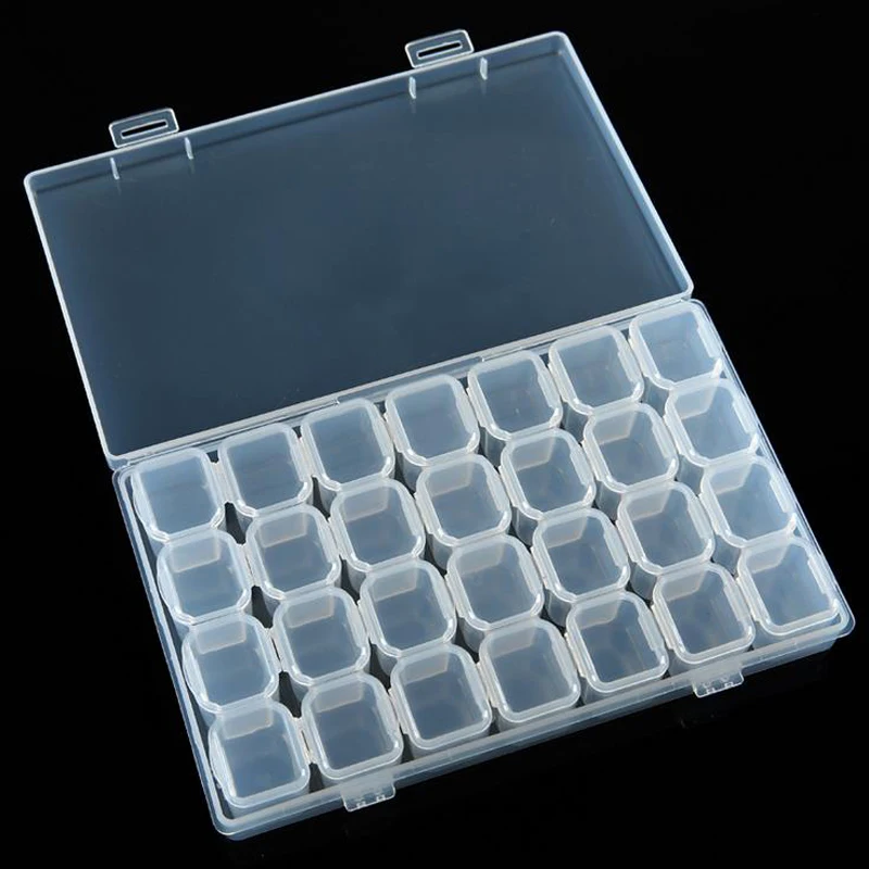 

Fashion 2019 Transparent Diamond Painting Boxes Cross Stitch Cases Storage Organizer 28 Lattices Dismountable Diamond Embroidery
