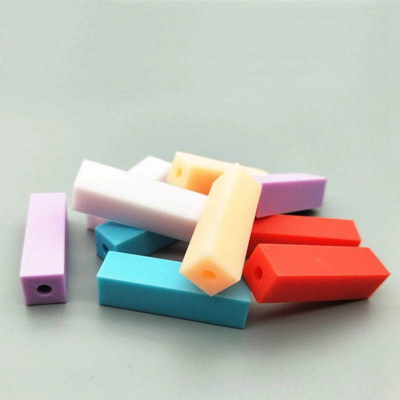 

Original Cuboid Silicone Bead Baby Teether /Pacifier Chain Beads BPA Free Square Silicone Teething Necklace