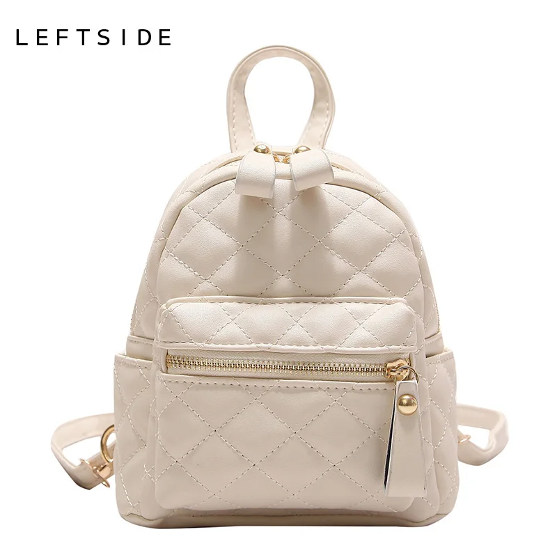 

LEFTSIDE Lingge Backpack Women PU Leather Bag Female Small Backpacks Back Pack Ladies School Bags for Teenagers Girls Yellow