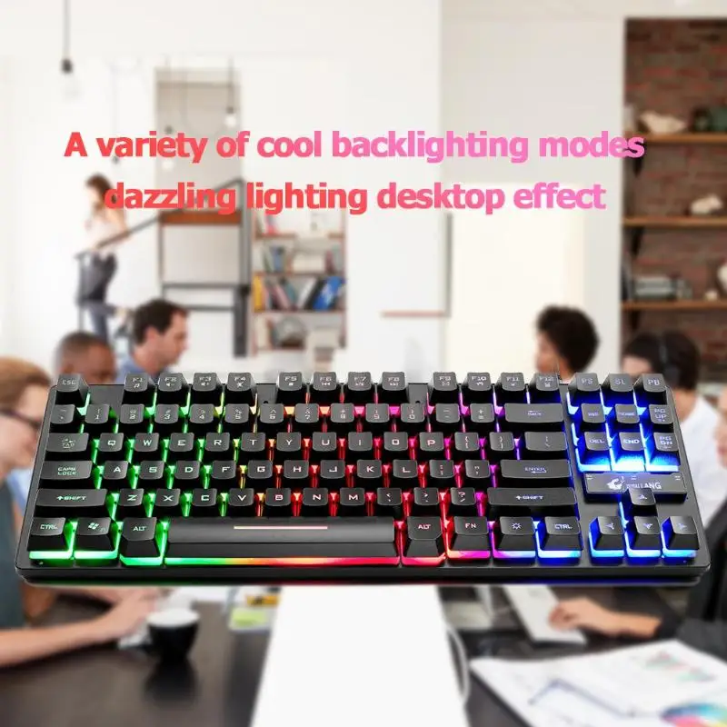 ZIYOU LANG K16 87 клавиш USB Проводная игровая клавиатура механическое ощущение 7