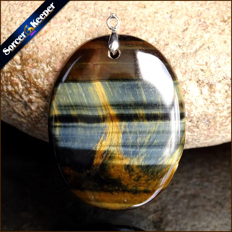 

Fashion Healing Crystals Jewelry Genuine Natural Blue Tiger's Eye Stone Charm Pendant Long Statement Necklace Best Friends ZS921