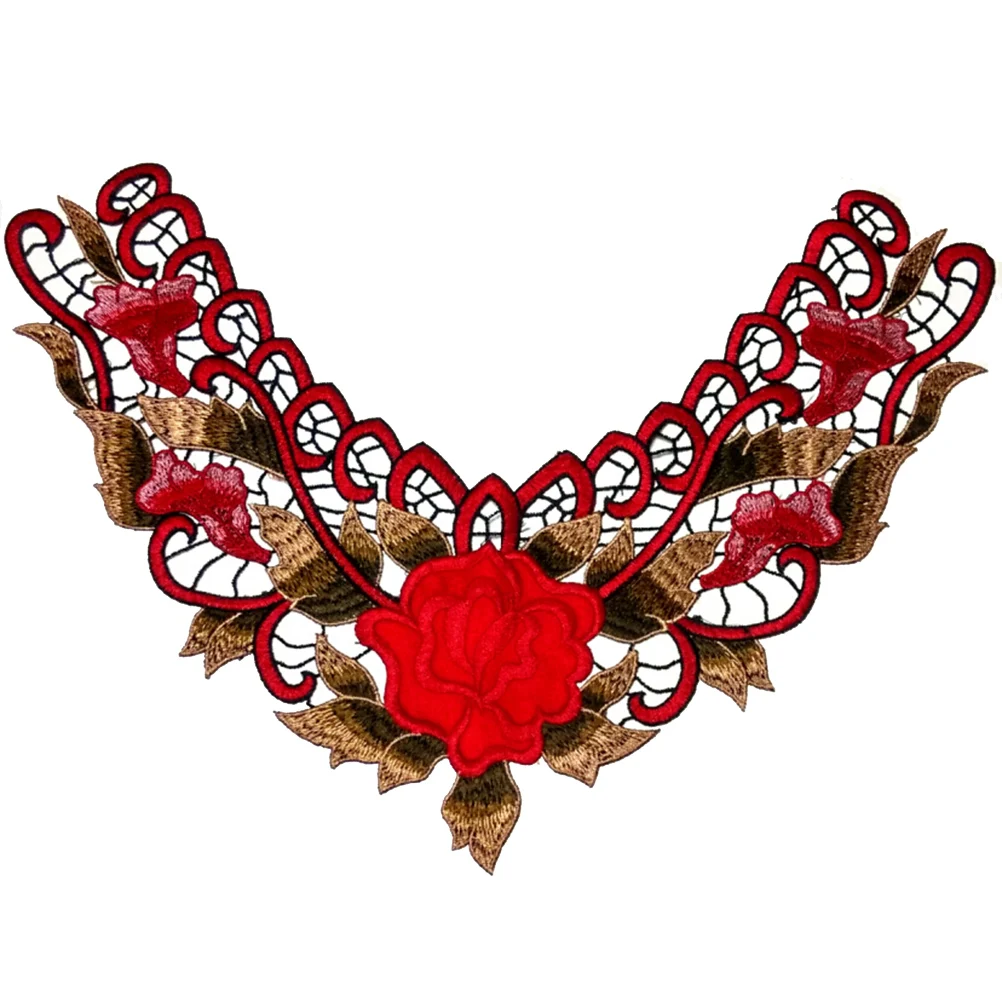 

Hot Selling 1PC 7styleS Embroidery edge Embroidered Floral Lace Neckline Neck Collar Trim Clothes Sewing Applique