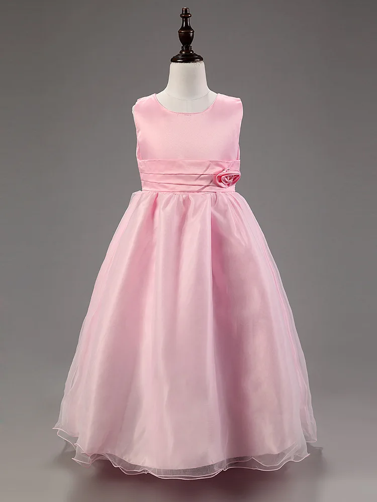

New Fashion Kids Evening Wedding Flower Princess Party Dress Kids Costumes Bridesmaid Wear pink ball gown for kids