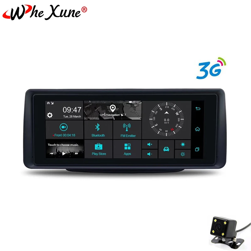 WHEXUNE, 3G, 6,86 дюймов, Автомобильный видеорегистратор, gps навигация, Android, Full HD, 1080 p, видеорегистратор, авто рекордер, двойной объектив, камеры, мониторинг парковки