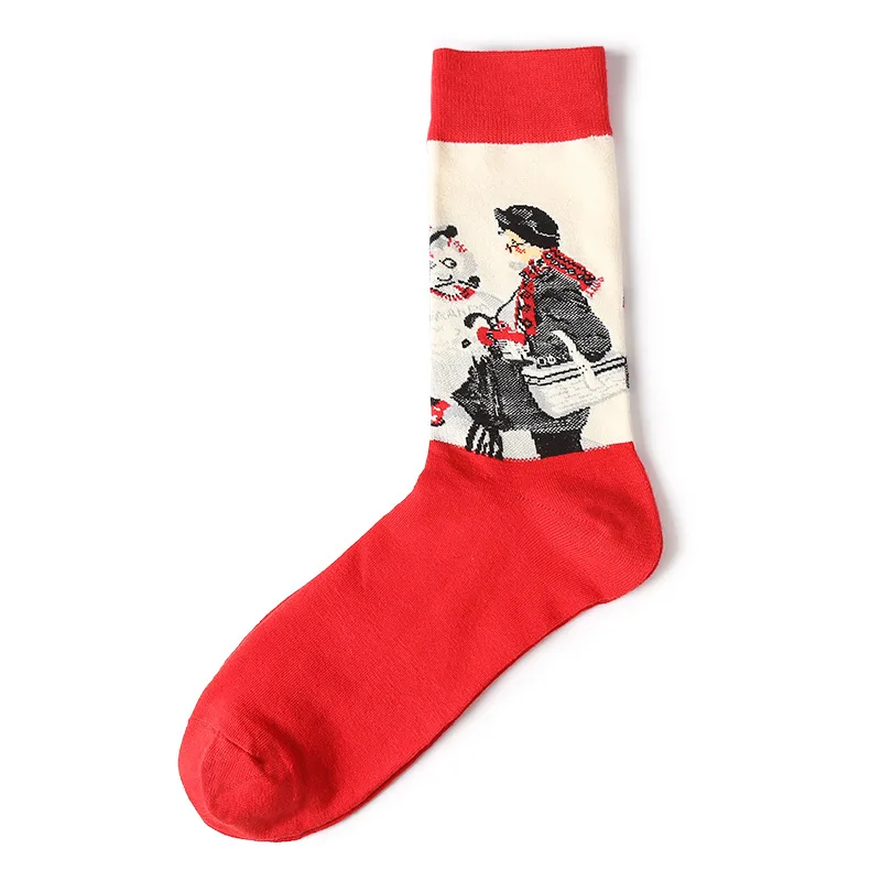 Женские хлопковые короткие носки «Богиня Свободы» британского герцога, забавные носки в стиле ретро, абстрактная живопись маслом
