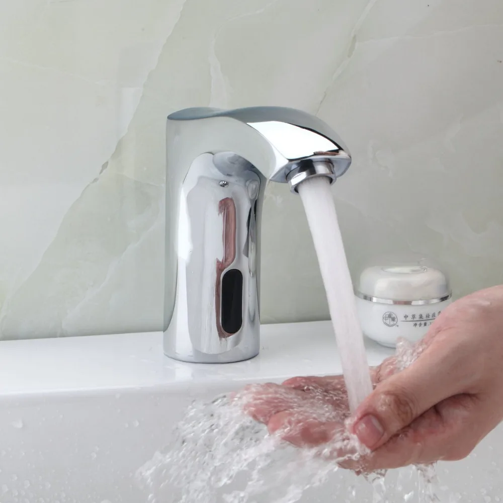 Hands Free Faucets For Bathroom My Web Value 89029 Single Cold New Automatic Sensor Hand Free Waterfall Bathroom Basin Sink Faucet Chrome Tap