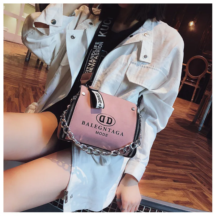 FEMALEE модная сумка-мессенджер из искусственной кожи в форме бочонка, сумка через плечо с буквенным принтом, Широкие ремешки-цепи, дизайнерская сумка на плечо