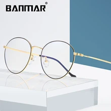 BANMAR модные голубые легкие очки металлическая оправа Ретро Анти-голубые очки для компьютера винтажные круглые очки оправа очки A1916