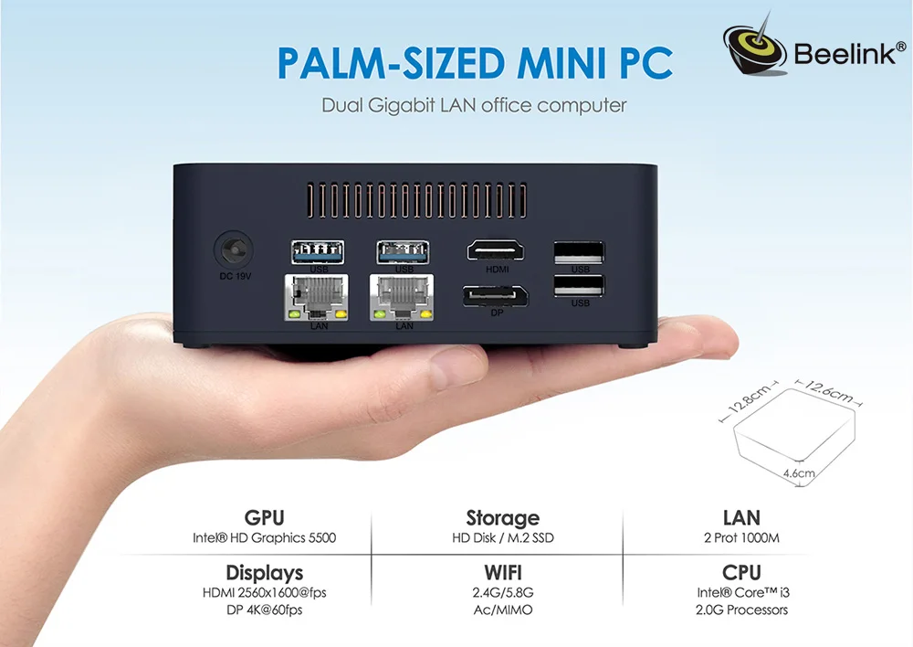 Beelink L55 Мини ПК Intel HD graphics 5500 2 ТБ HDD 1 ТБ SSD 2,4G& 5,8 GHz WiFi 1000Mbps двойной гигабитный LAN tv Box USB3.0 Быстрая зарядка