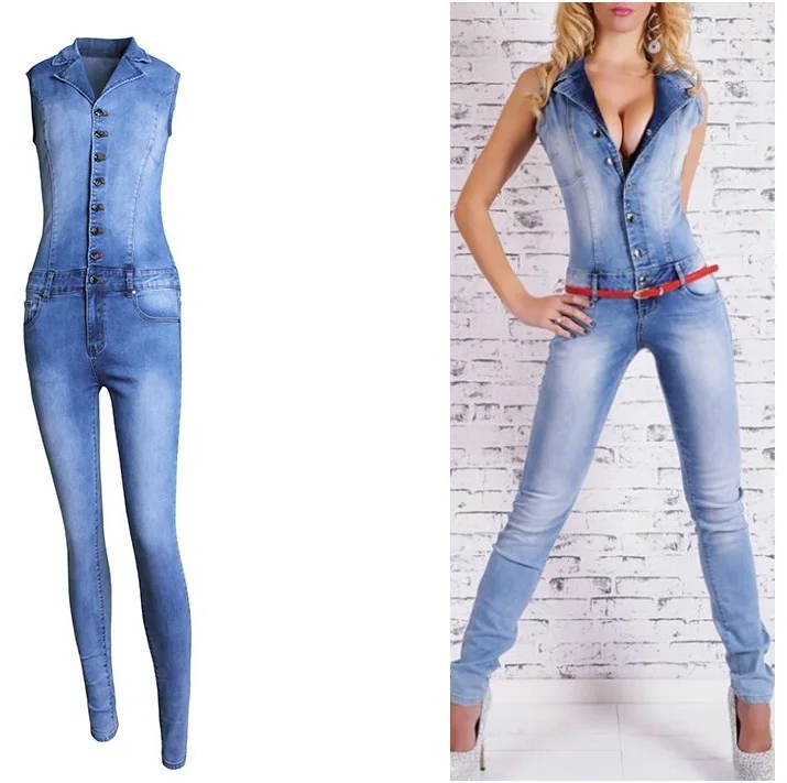 Pagliaccetti Sexy Delle Donne Dei Jeans Tuta Con Scollo A V Senza Maniche  Salopette Aderente Tasche Lungo Denim Lavato Bianco Abbigliamento Club  Tute|club jumpsuit|women jeans jumpsuitjeans jumpsuit - AliExpress