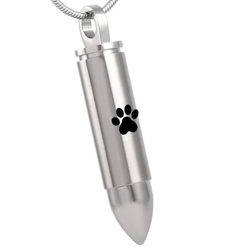 IJD8378 Paw Print in Bullet Pet памятный кулон из нержавеющей стали с кремацией пепельница
