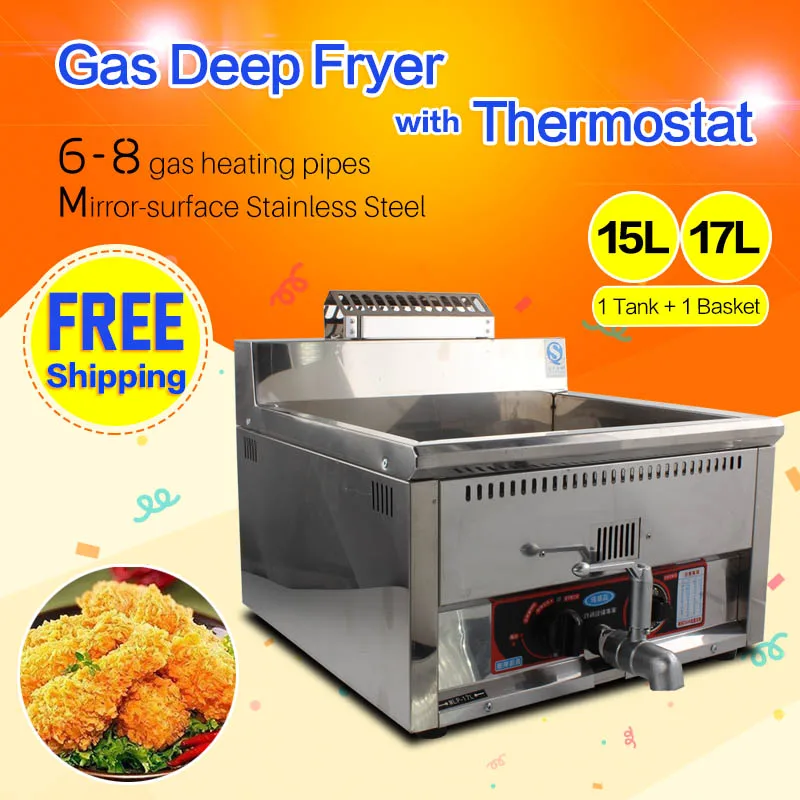 Commercial LPG gas deep fryer Stainless steel chicken chips gas fryers