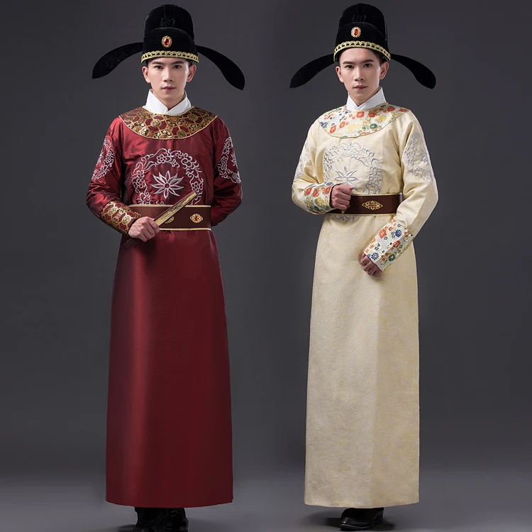 Hot sale man Long Tang suit Chinese Traditional Ancient Hanfu cosplay Garment 2 colors stage clothes Minister Long Gown Outfit
