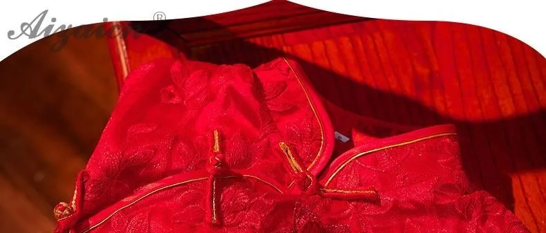 Модные красные кружева вышивка Cheongsam свадебное платье Qipao восточные платья китайское традиционное платье Китайский халат Qi Pao
