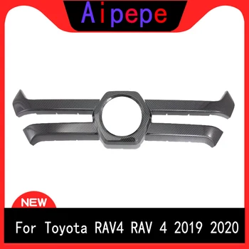 

For Toyota RAV4 Adventure 2019 2020 Carbon Fiber Style ABS Front Center Grill Grille Decorative Cover Trim Strips Car Styling