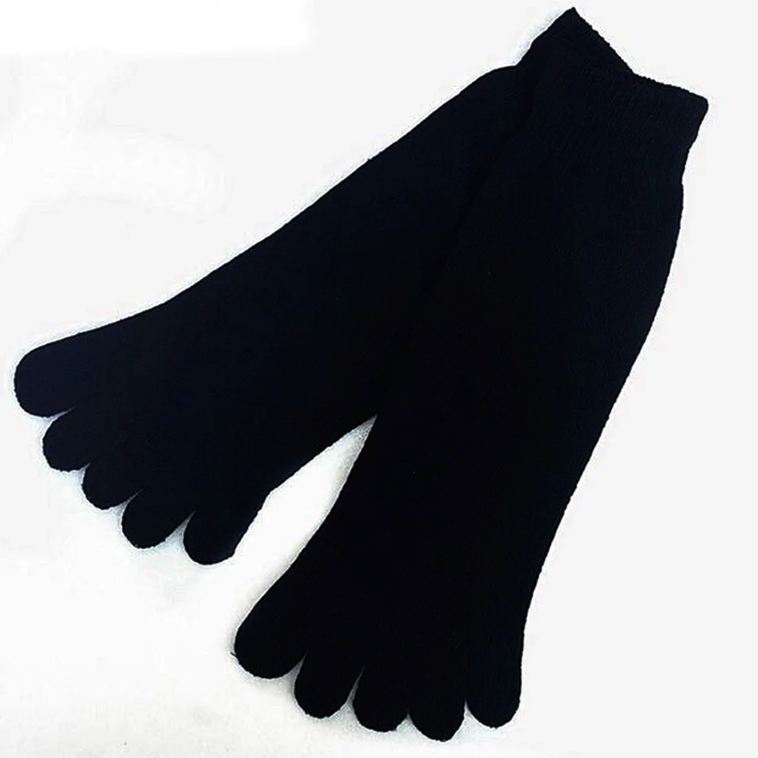 Горячая Распродажа, мягкие, модные, 1 пара, зима-осень, теплые, удобные, для мужчин, высокое качество, для женщин, для парней, пять пальцев, чистый, мягкий хлопок, носки с пальцами - Цвет: Черный