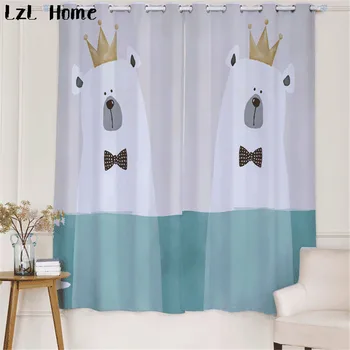 

LzL Home 3d lovely cartoon bear pattern blackout curtains for kids room cute fabric curtains for the bedroom window decoration
