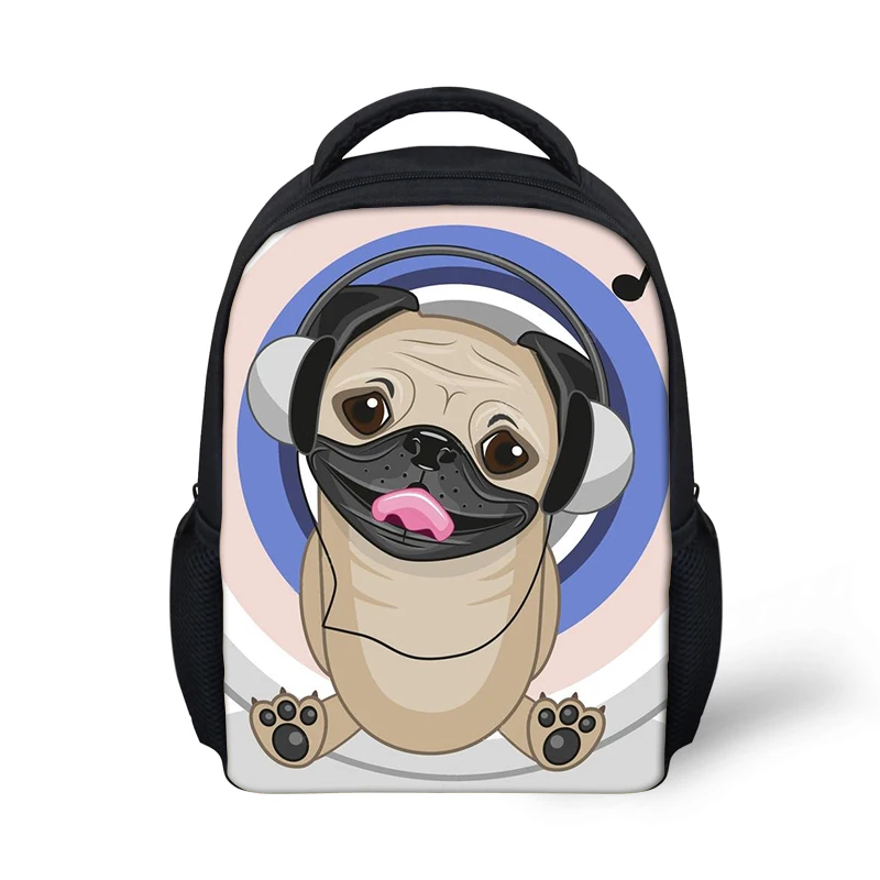 

Cute PUG Prints Primary Students Backpack Mini Bagpack For Boys Double Shoulder Bag Kids Back Pack For Travel Off White Bag