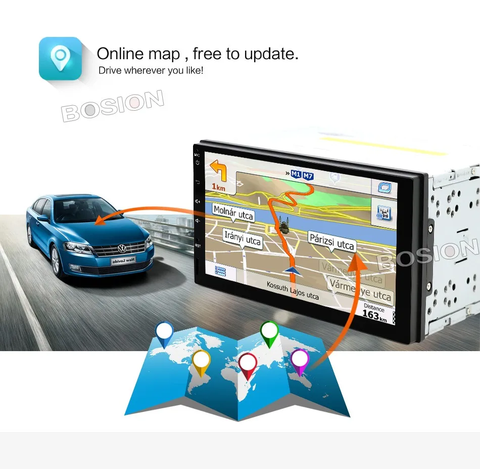 Clearance 2G RAM Android 7.1 Auto Radio Quad Core 7Inch 2DIN Universal Car NO DVD player GPS Stereo Audio Head unit Support WiFi BT Camera 11