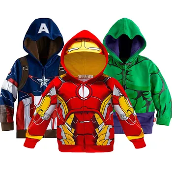 

Fashion Boy Avengers Jacket Autumn Spring Cotton Children Jacket Children Green Giant Raytheon Captain America Hooded Casual Jac
