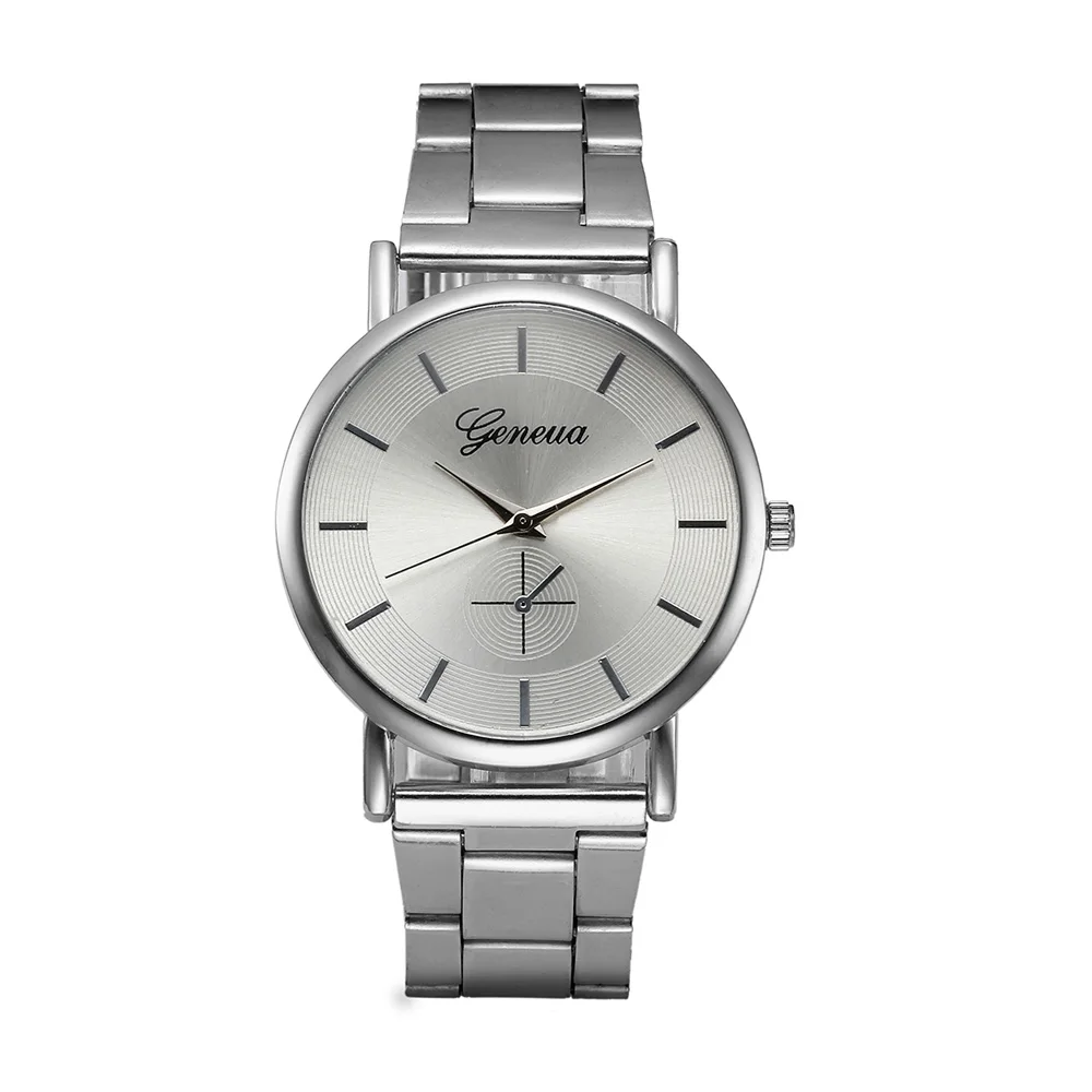 Relogio Feminino Women Watches Geneva Top Brand Silver Watch Fashion Reloj Mujer Stainless Steel Female Clock - Цвет: Серебристый