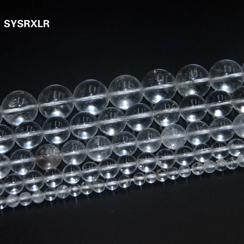 

Free Shipping Natural Clear Rock Crystal Quartz Stone Beads For Jewelry Making DIY Bracelet Necklace 4 6 8 10 12 MM Strand 15''