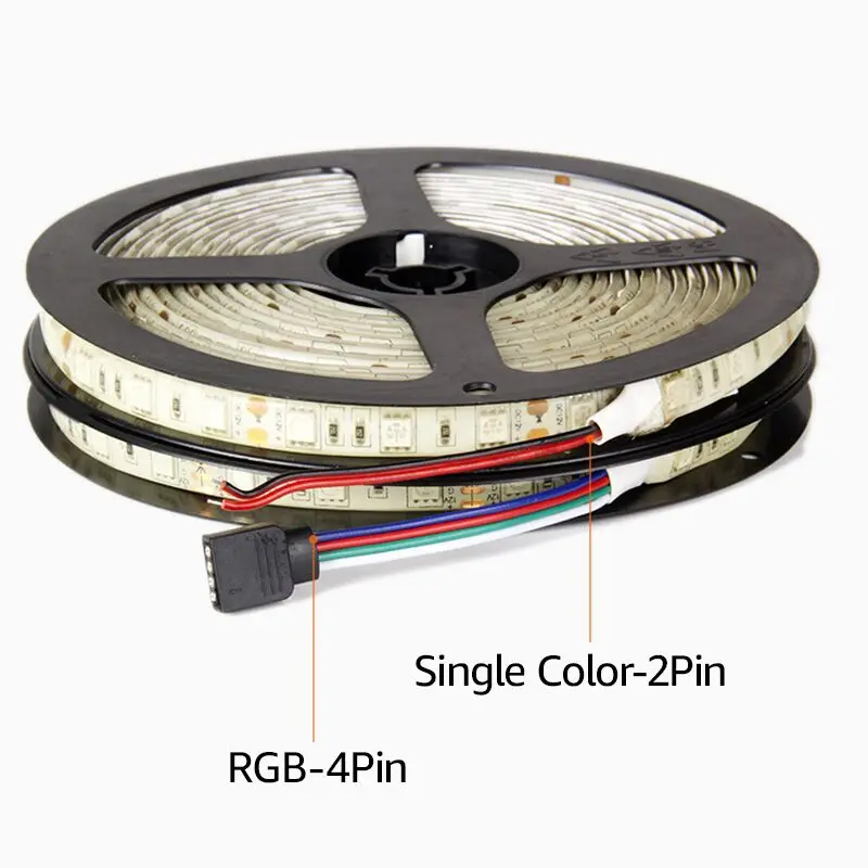 Светодиодная лента RGB Водонепроницаемый 5 м DC12V 60leds/M SMD5050 свет одного Цвет гибкие ленты Светодиодные Клейкие ленты лента светодиодная