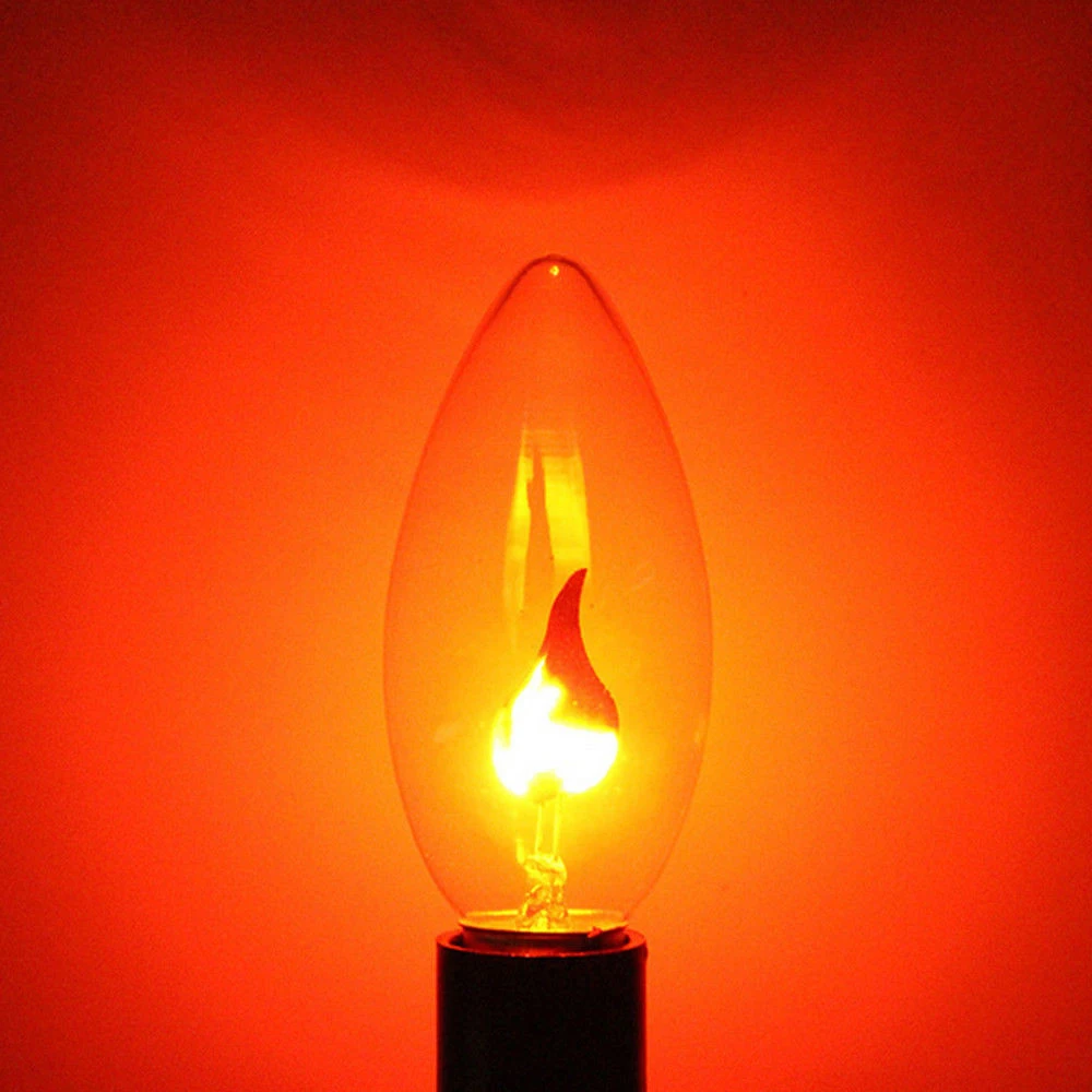 Новинка; 1 стекло для ПК E14 прозрачная красная лампочка огонь свеча свет эффектом мерцания Роман наконечник лампы лампа