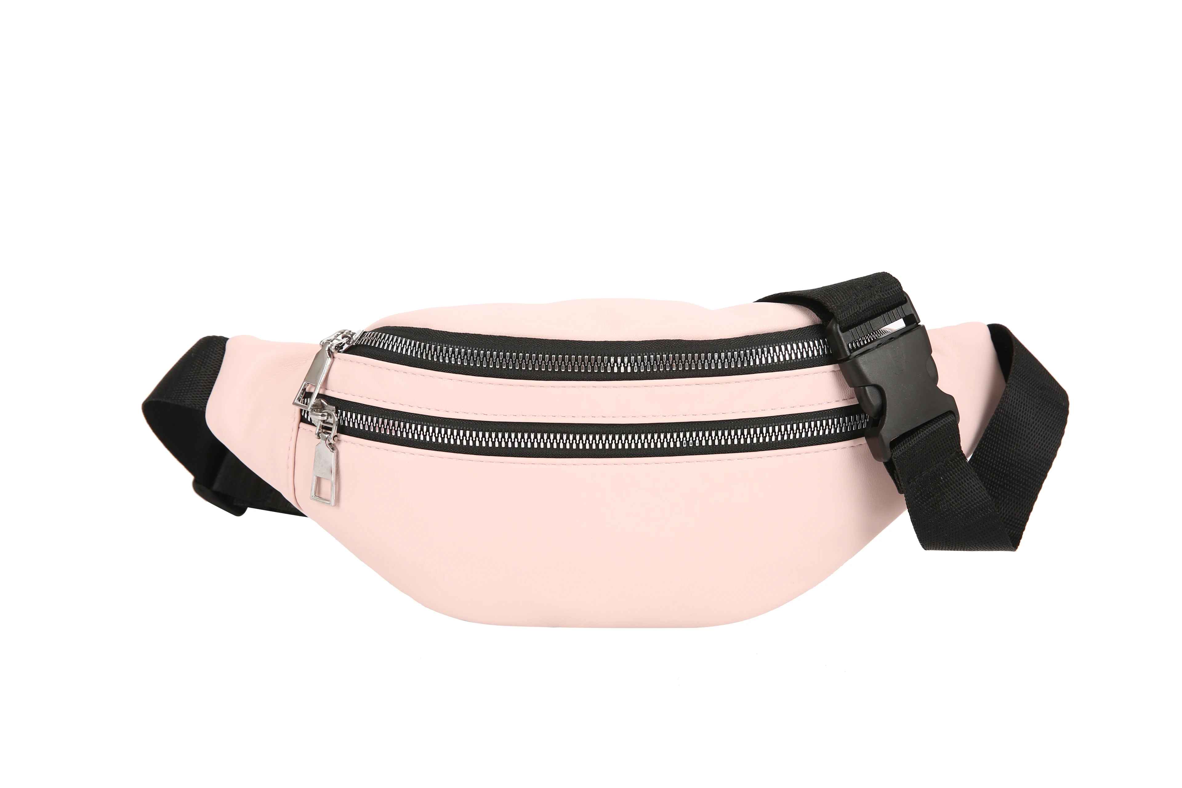 Новая женская Повседневная однотонная сумка из искусственной кожи поясная Женская Модная Портативная дорожная сумка поясная на молнии для ремня - Цвет: Розовый