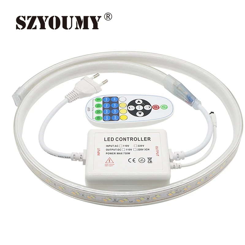 buy SZYOUMY 5730 120leds m 220V LED Strip CCT Cool White amp;Warm White Dual White Dimmable Flexible Tape Light+Dimmable Controller